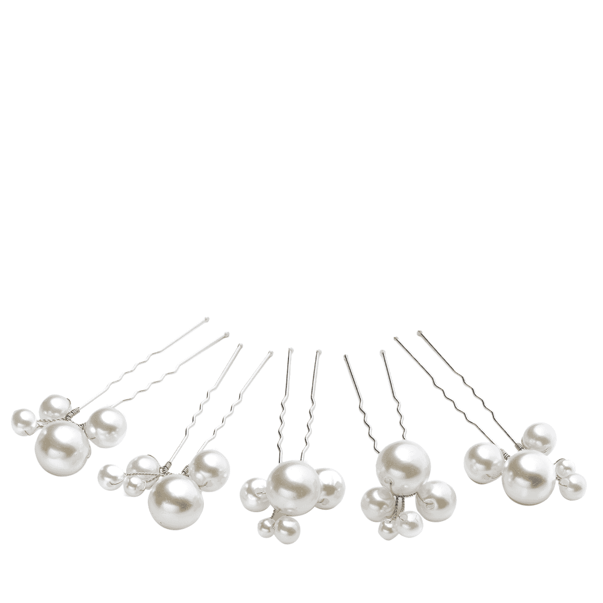 Epingles à cheveux avec cinq perles, argent, ivoire, 5 pièces