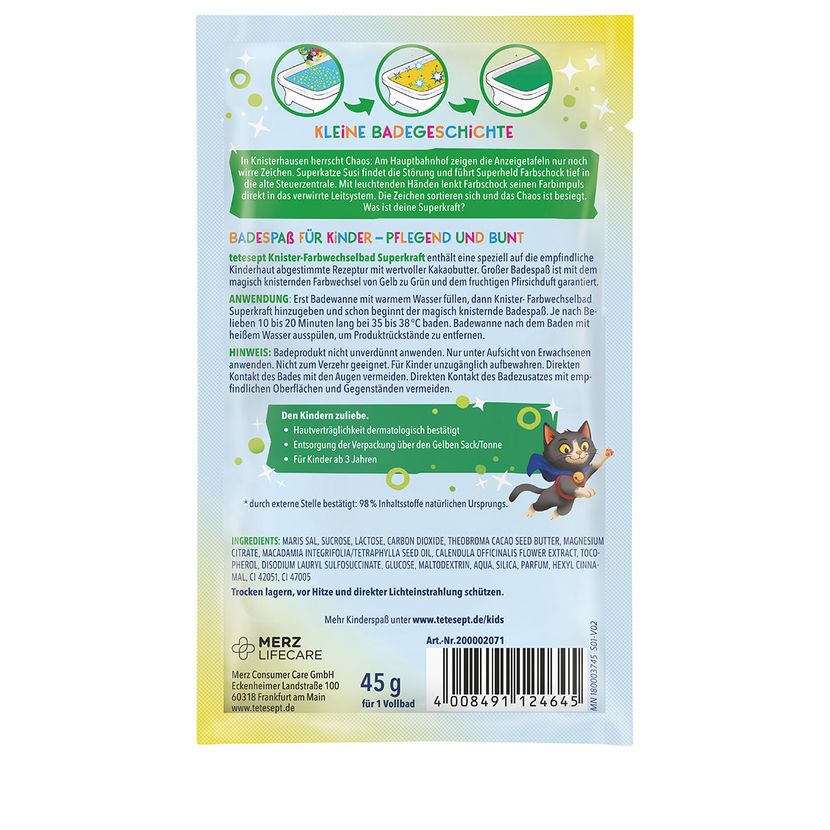 Bagno scoppiettante cambia colore per bambini Superpower