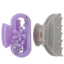Hair Clip With Rhinestones - Gray & Violet
