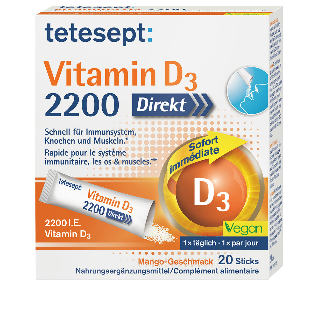 Vitamina D3 2200 Diretto - 20 Bastoncini