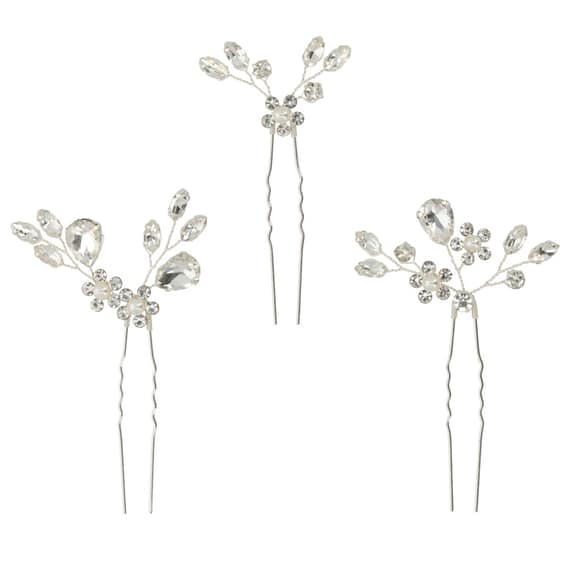Lot De 3 Épingles À Cheveux Avec Strass & Perles