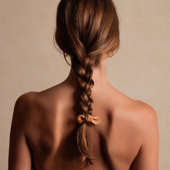Leather Bow Small Hair Tie Camel