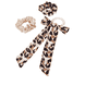 Twisted elastic with ribbon and a double-pack of scrunchies, plain and in leopard print, black-brown
