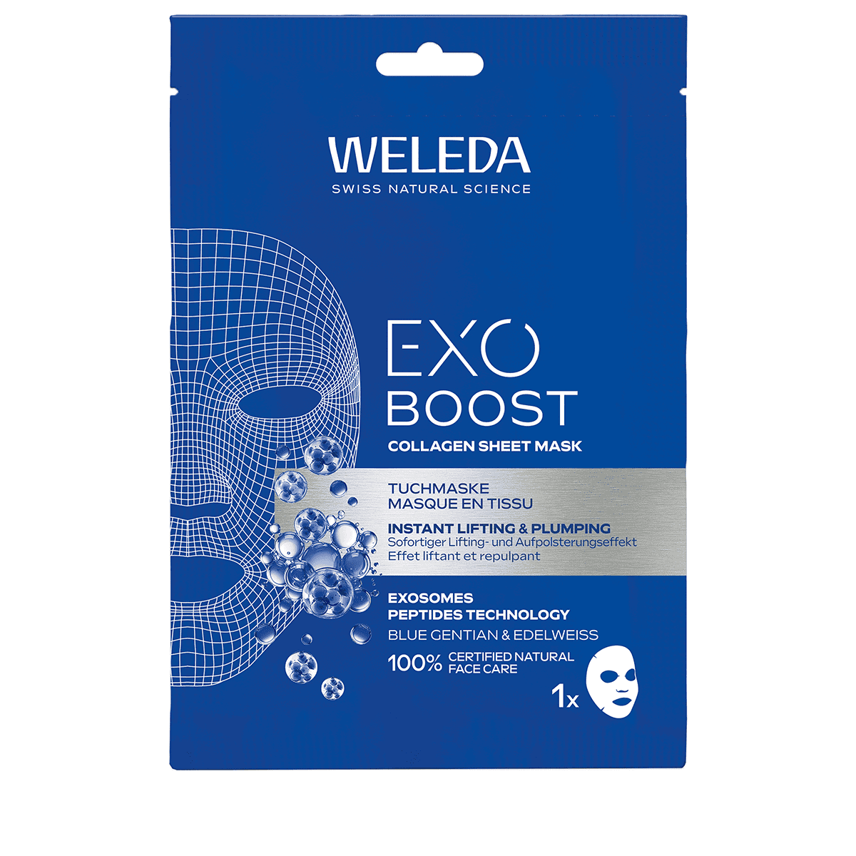 Exo Boost Collagen Tuchmaske Blauer Enzian