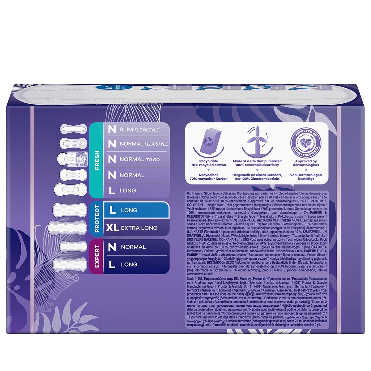 Slipeinlagen Long 0% Duft- & Farbstoffe Big Pack - 48 Stk.