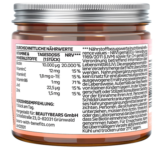 Ah-mazing Hair Vitamins with Biotin, sugar-free - 30 Bears