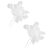 Forcina per capelli con fiori di tulle e perle, bianco, 2 pezzi