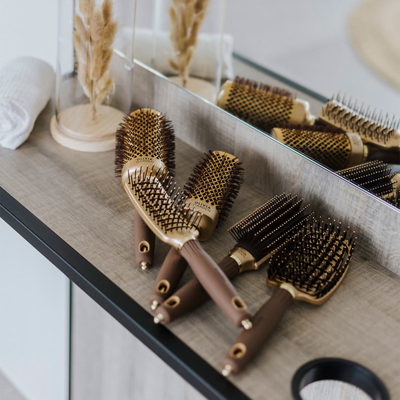 Expert Style Control Nylon Bristles Gold&Brown