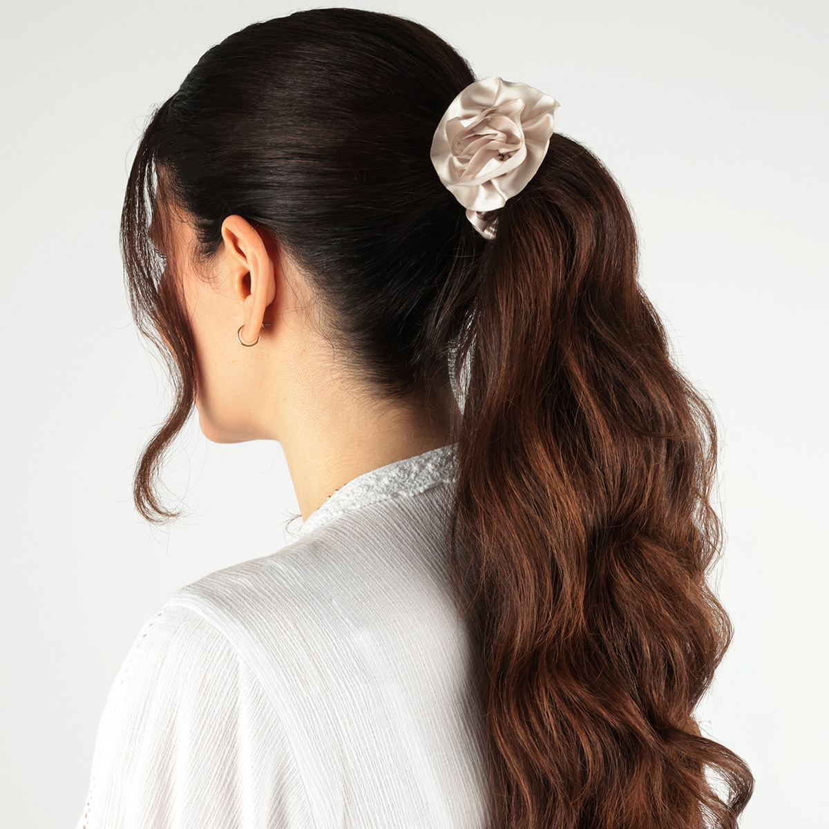 Scrunchie With Rose - Beige