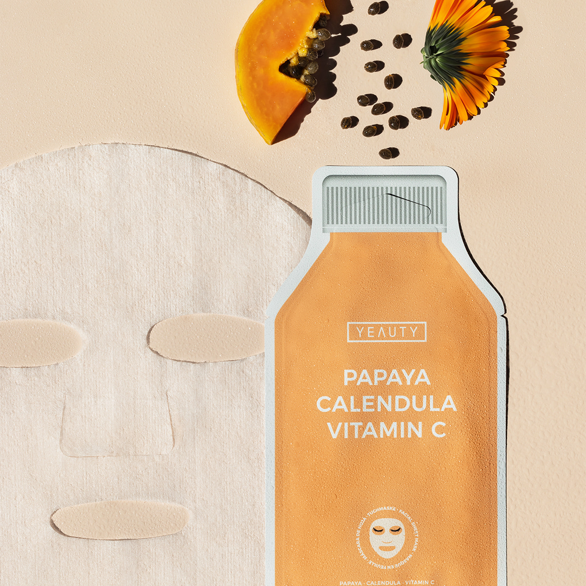 Tuchmaske Papaya, Calendula, Vitamin C