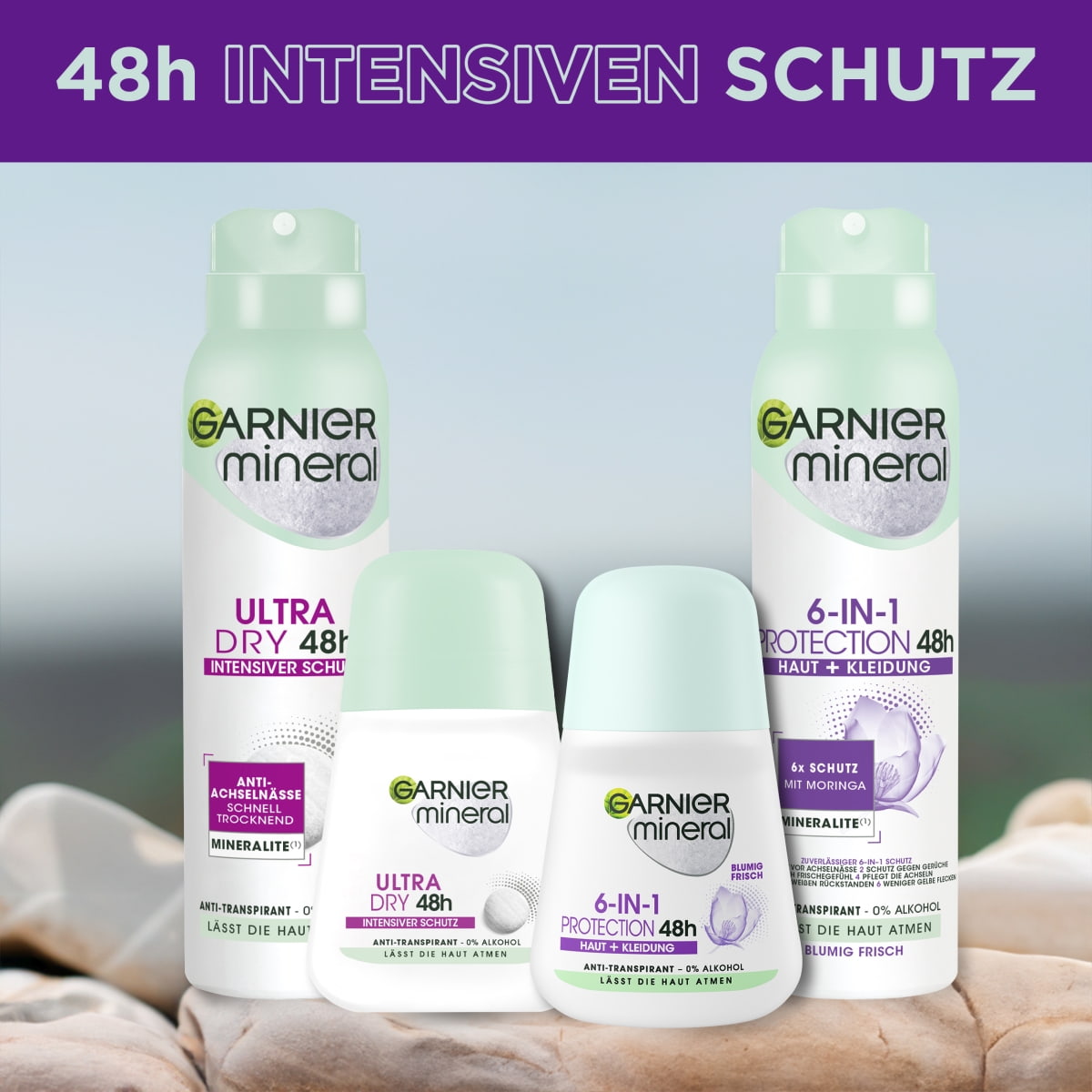 6-in-1 Protection 48h Roll-On Anti-Transpirant Haut & Kleidung