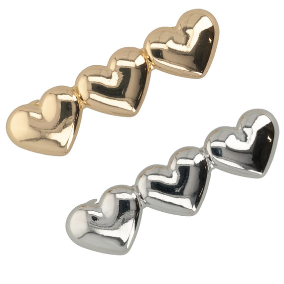 Barrette Set in Herzform - Silber & Gold