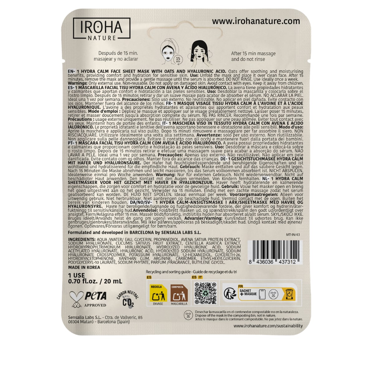 Face Sheet Mask Hydra Calm Oats