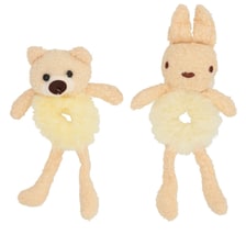 2er Haargummis Flauschig Hase/Bär - Gelb