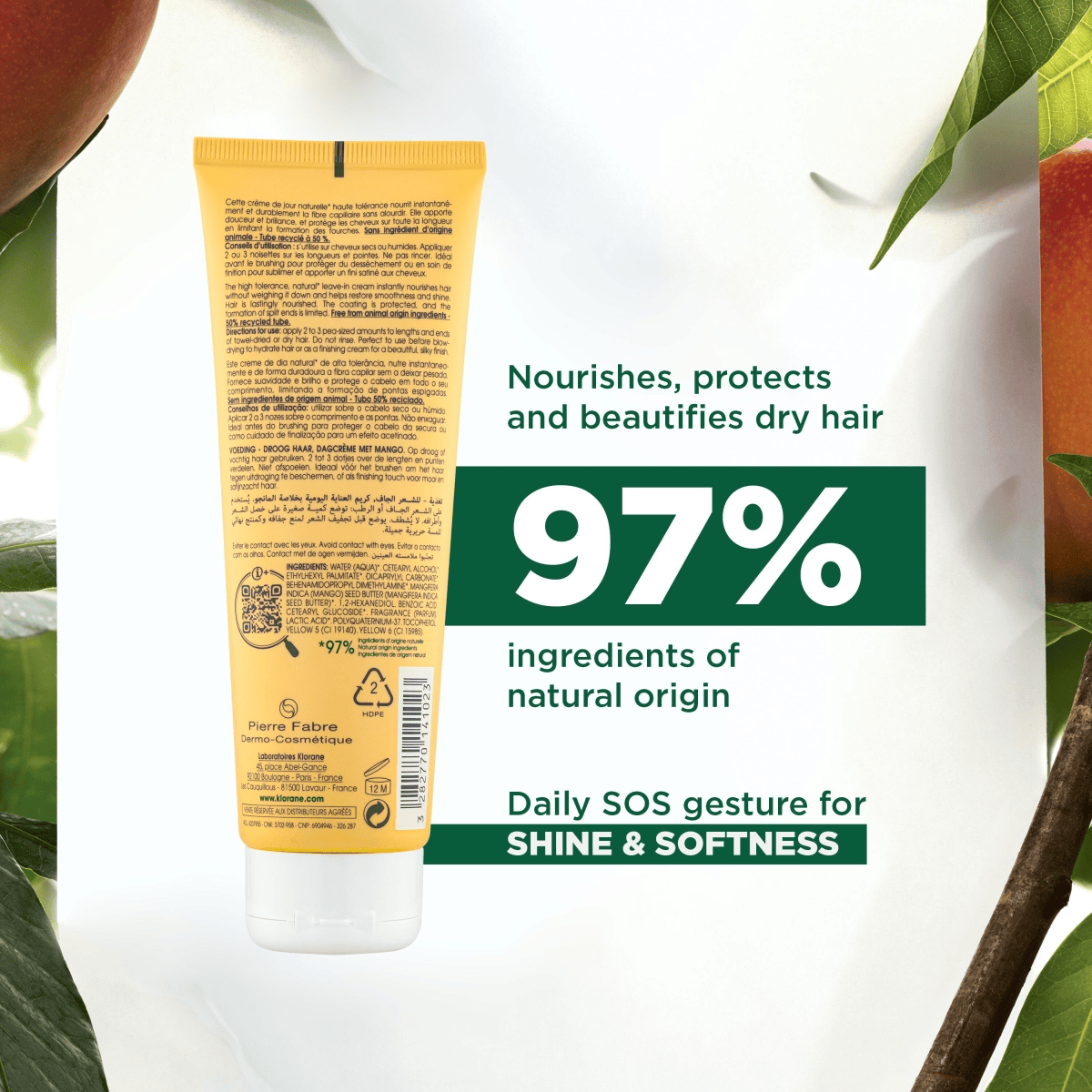 Nourishing Leave-In Hair Cream for Dry Hair with Mango