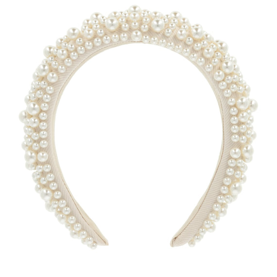 Large Serre-Tête À Perles - Crème