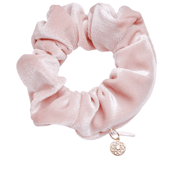 Scrunchie yoga in velluto con zip, rosa chiaro