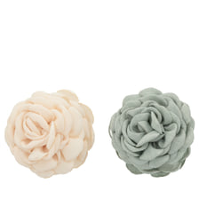 Fabric Flower On Hairclip - Beige & Sage