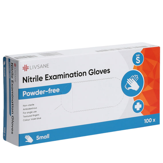 Gants d'examen en nitrile S sans poudre, 100 pcs.