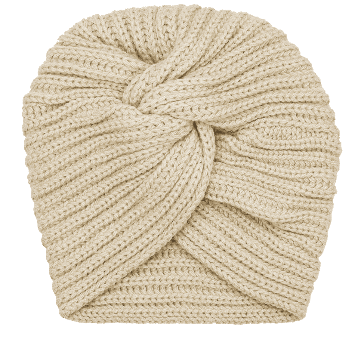 Knitted turban cap, beige