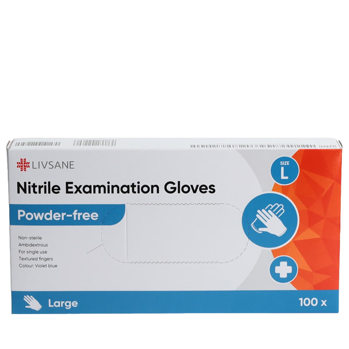 Gants d'examen en nitrile L sans poudre, 100 pcs.