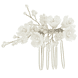 Haarkamm mit Blüten - Silber