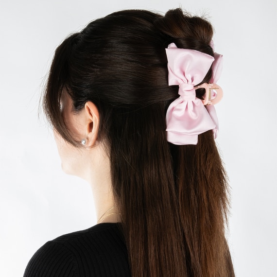 Pince À Cheveux Avec Perles Et Pince À Cheveux Avec Noeud - rose