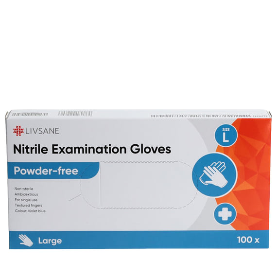 Gants d'examen en nitrile L sans poudre, 100 pcs.