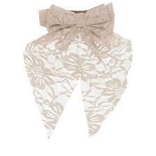 Hair Barrette With Lace Bow - Beige