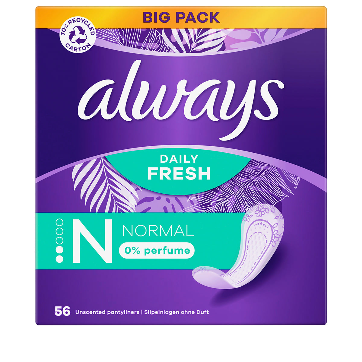 Salvaslip Normal Non Profumati Big Pack - 56 Pz.