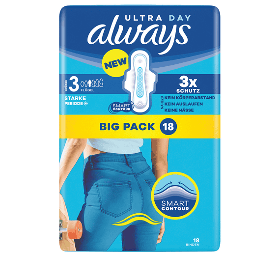 Serviettes Hygiéniques Long Plus Avec Ailes Grand Pack - 18 pcs.