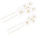 Hairpin with enamel flowers and pearls, white, 2 pack
