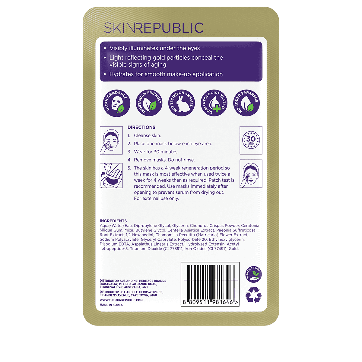 24K Gold Aquagel Under Eye Patches - 2 pairs