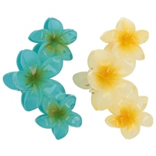 Frangipani Hair Clip Set - Blue & Yellow
