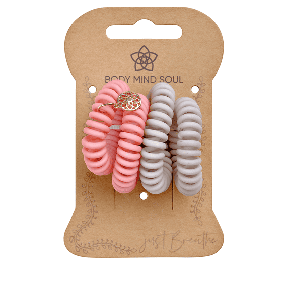 Sprial hair pin yoga 4 cm 4 pieces, matt, old rose and light grey