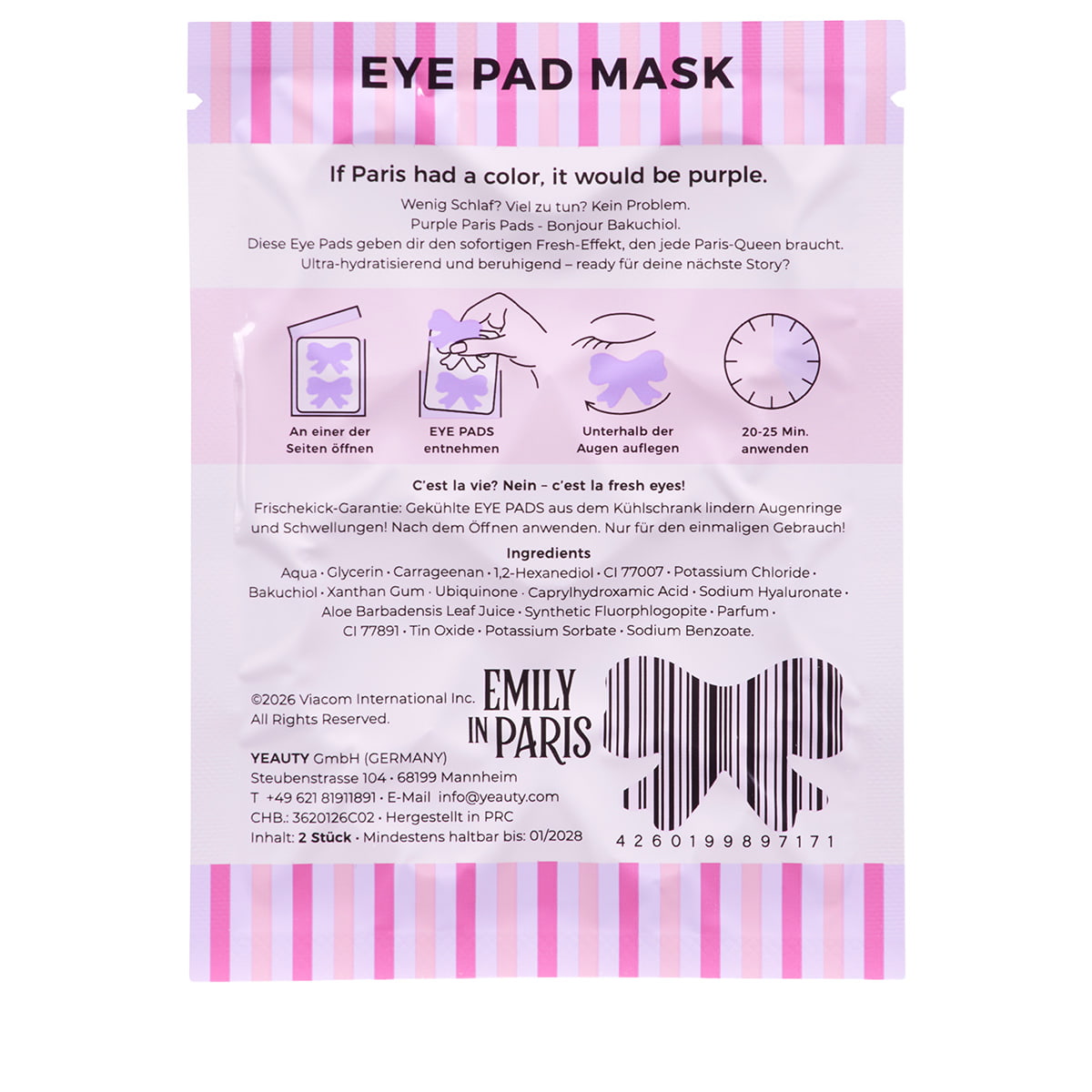 Emily in Paris Eye Pad Mask Bakuchiol Bow