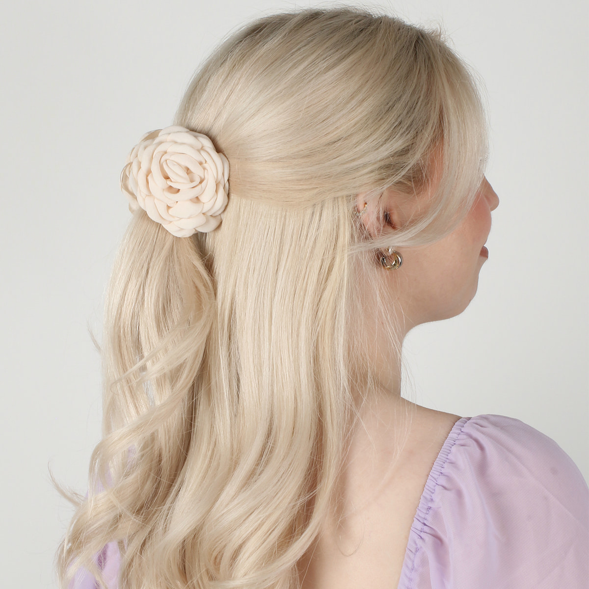 Fabric Flower On Hairclip