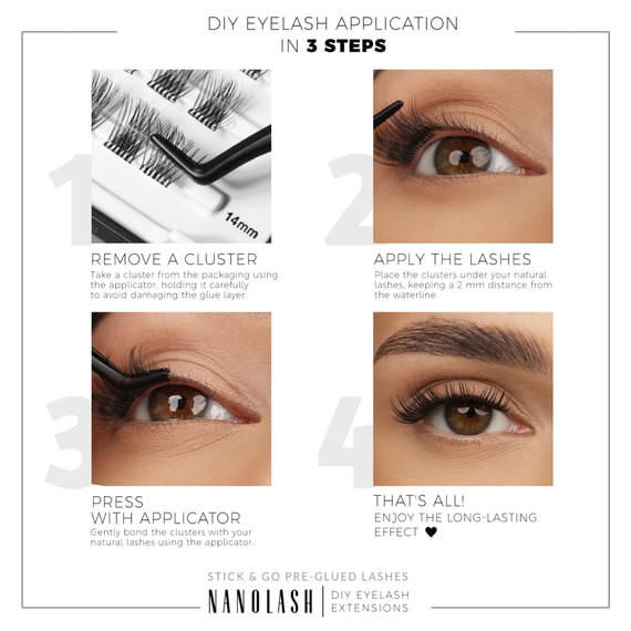 Diy Eyelash Extensions Stick & Go Pre-Glued Lashes Heartbreaker