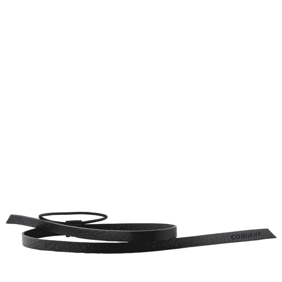 Leather Band Short Narrow Black