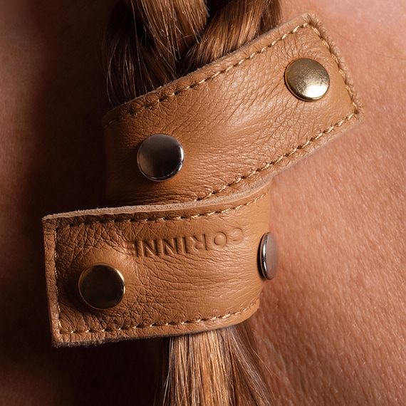 Leather Band Short Bendable Rivets Camel / Silver&Gold Rivets