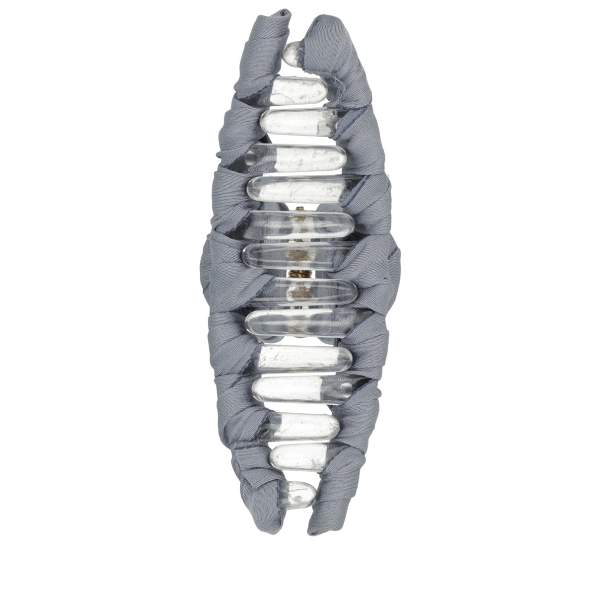 Fabric-Covered Hair Clip - Cream & Blue-Grey