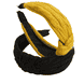 Knitted hairband with knot, curry and black, duopack