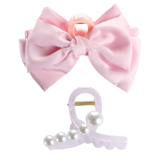 Pince À Cheveux Avec Perles Et Pince À Cheveux Avec Noeud - rose