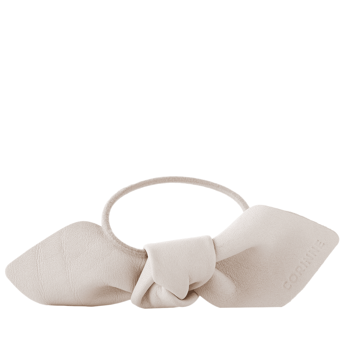 Leather Bow Big Hair Tie Cream