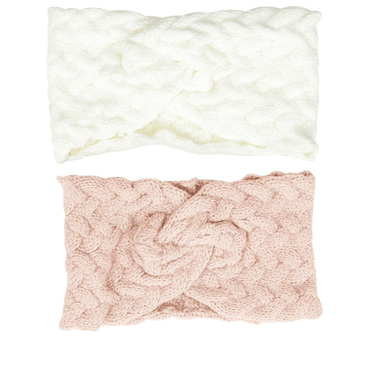 Knitted hairband offwhite and pink, duopack