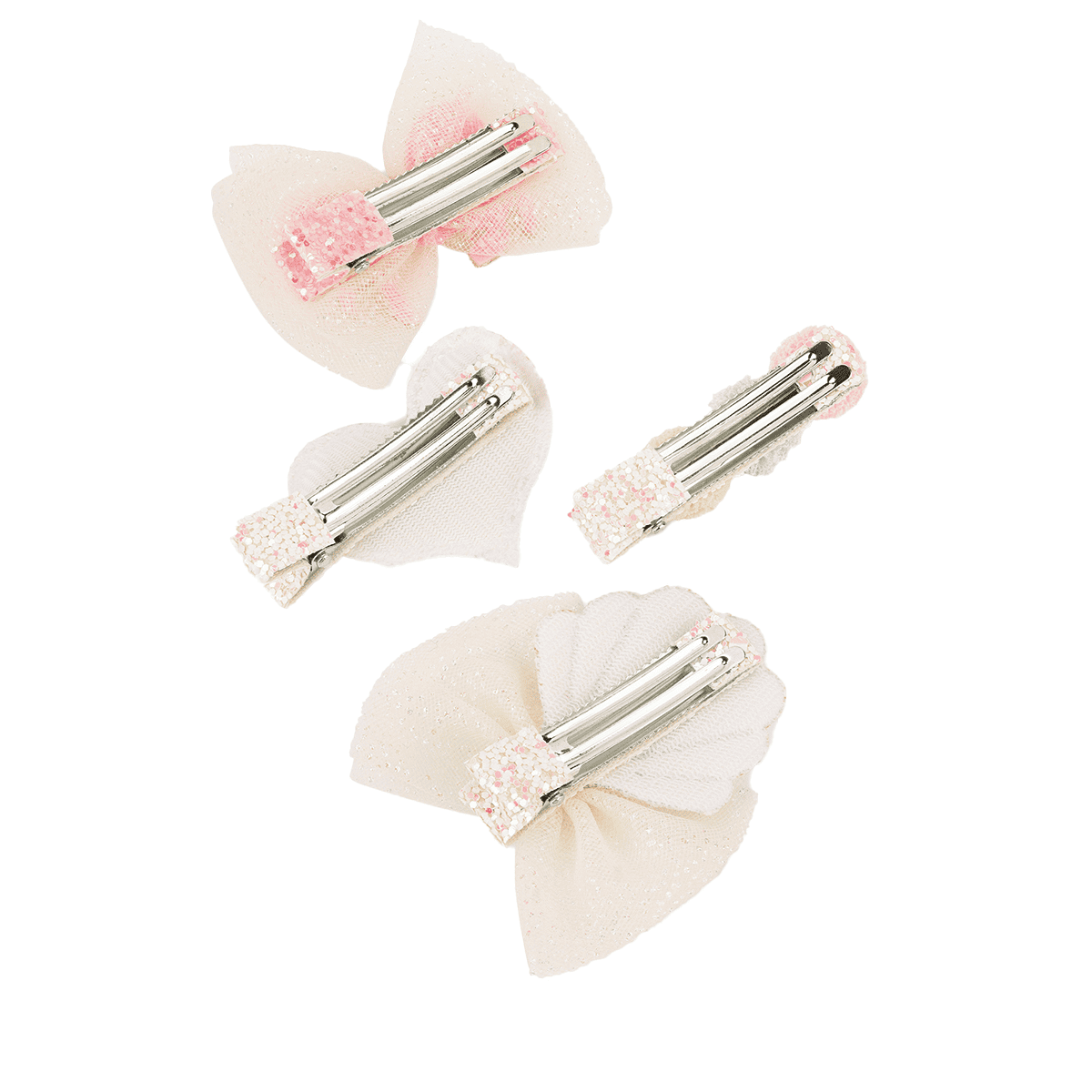 Hair clip for girls, pink and white, 4 pieces