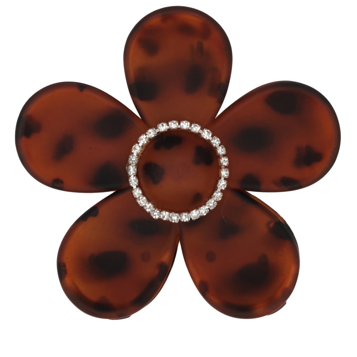 Pince À Cheveux Fleur Avec Strass - Brun