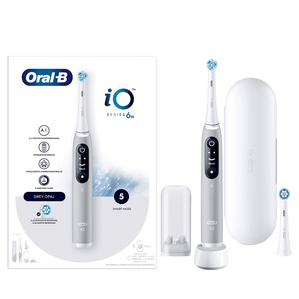 Smart Electric Toothbrush with Travel Case - Grey Opal