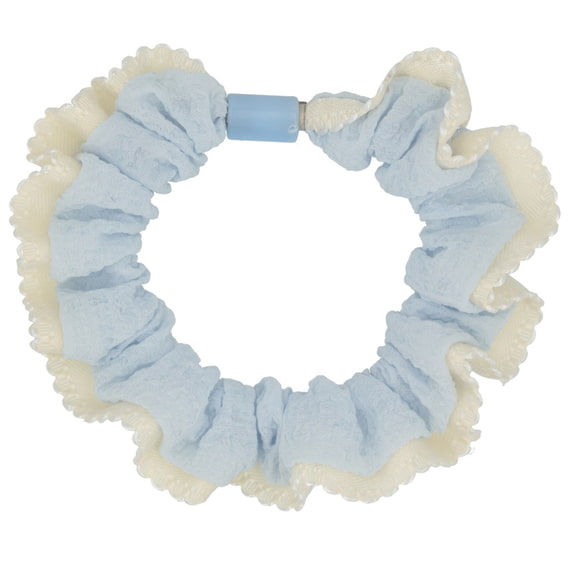 Scrunchies mit Spitze - Crème & Hellblau