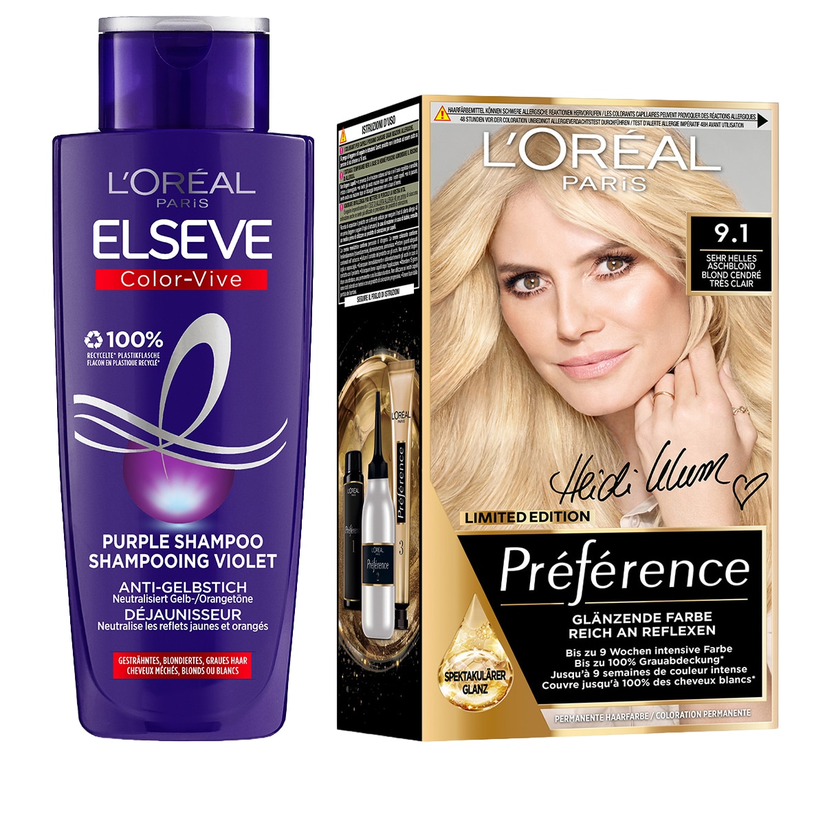 9.1 Very Ligh Ash Blonde + Purple Shampoo Set